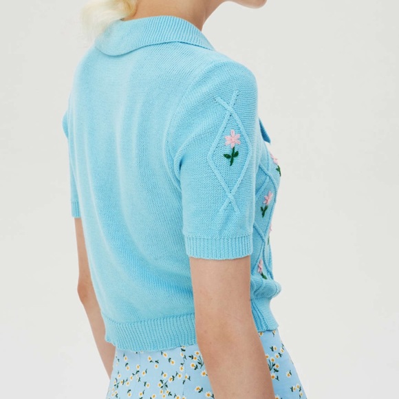 Cider Floral Button Up Knit Cardigan Sweater Size Medium - Picture 5 of 5